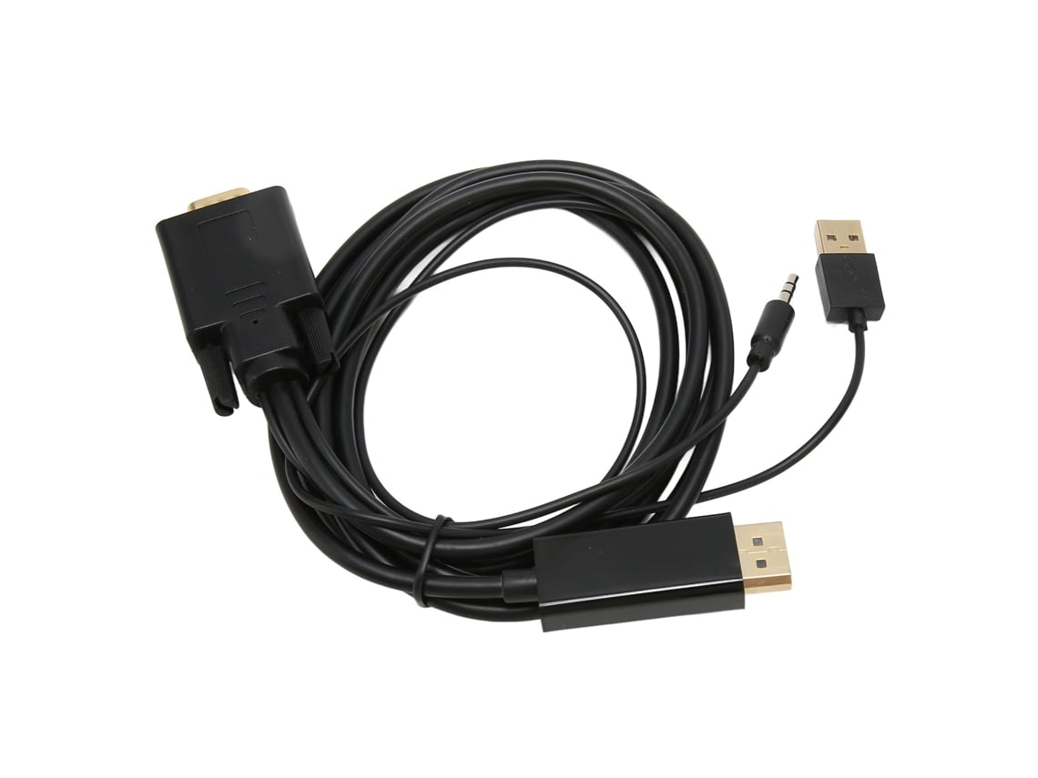 Cable Con Conector Vga A Dp, Cable Convertidor De Vídeo Hd Con Fuente De Alimentación Y Sonido Para Ordenador De