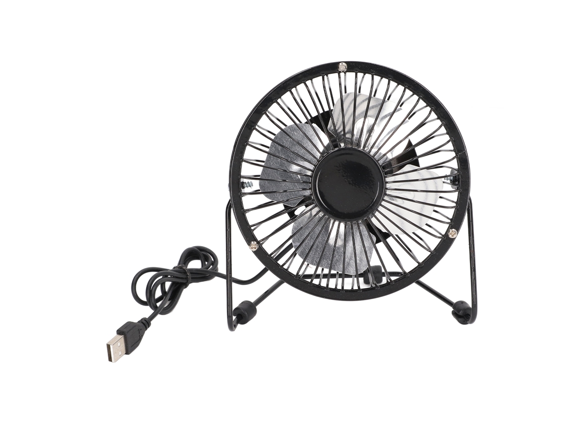 Ventilador de escritorio USB pequeño, giratorio 360°, silencioso y portátil.