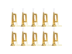 10pcs Trompetas Musicales Juguetes Para Niños Modelos Prácticos Divertidos De Abs Oro Ofz 17x5x5cm Dorado
