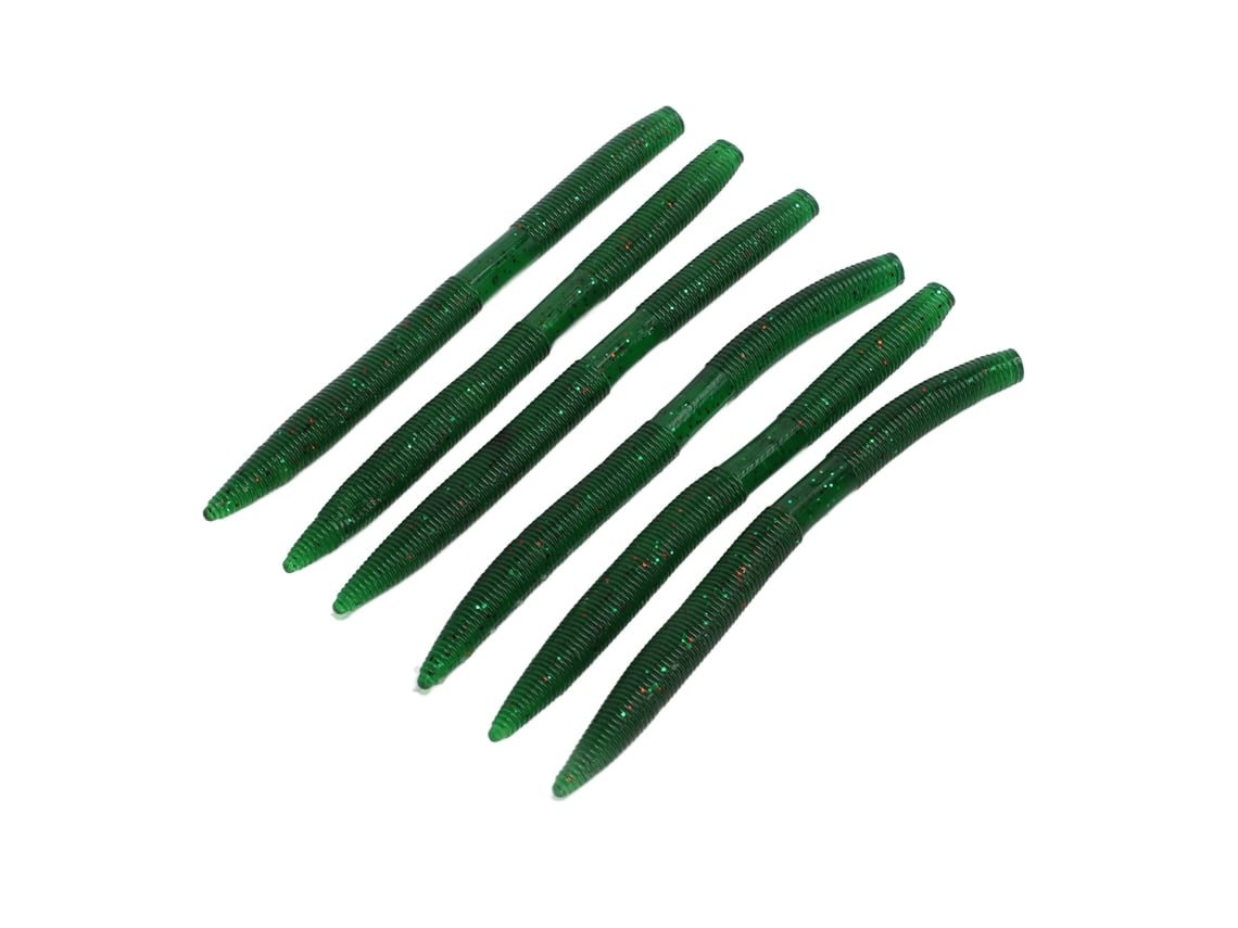 Danu26-6pcs/set Cebo Artificial De Gusano De Fideos Resistente A Mordeduras Pvc Maggot Lombriz Verde Oscuro Accesorios De Pesca