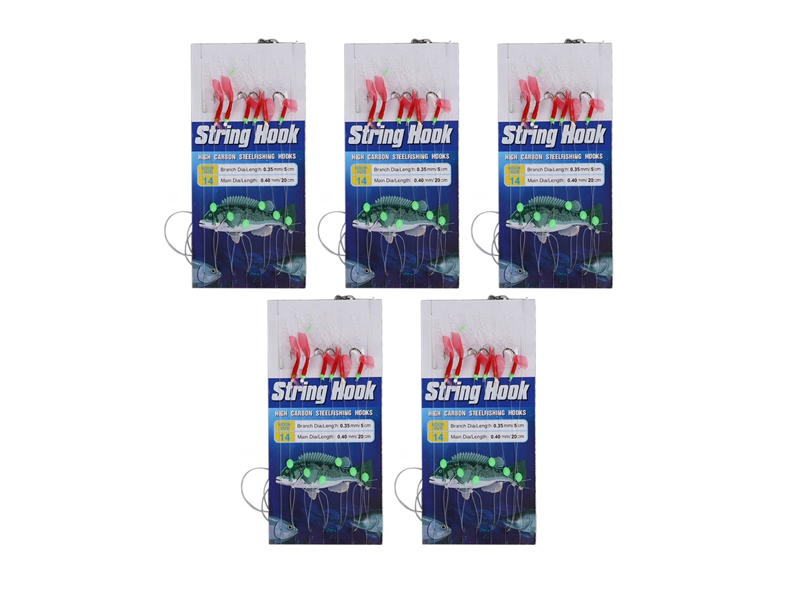 5 Grupos De Anzuelos Antienredos Para Pesca Con Cebo, 6 Anzuelos De Acero Inoxidable Con Perlas Luminosas Para Corégonos, Róbalos Y Peces Mandarín, Modelo 14