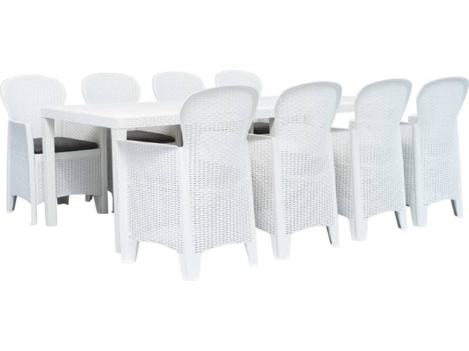 Conjunto 9 Muebles De Jardin VIDAXL Blanco Plástico