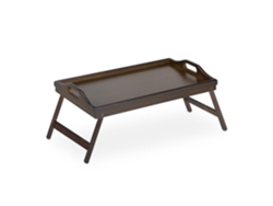 Relaxdays Bandeja Cama Con Asas Y Patas Plegables, Madera, Marrón Oscuro, 22 X 61,5 X 30 Cm