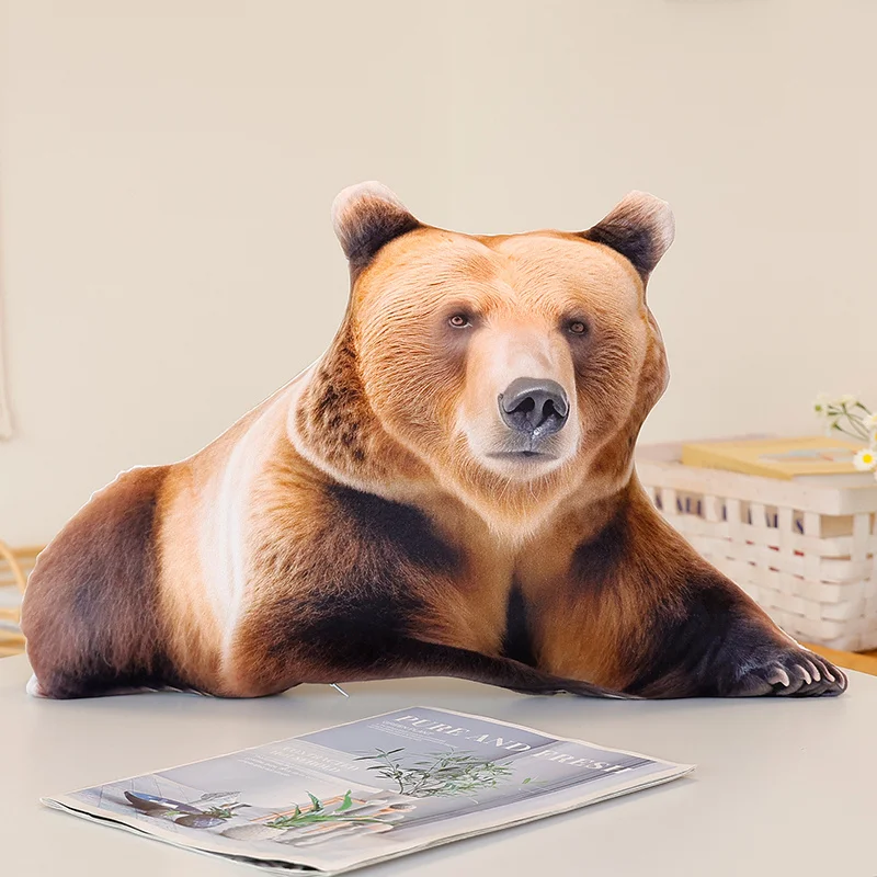 Cojín Decorativo Con Diseño De Oso Pardo (40x36 Cm) En 3d, Ideal Para Sofá O Dormitorio.