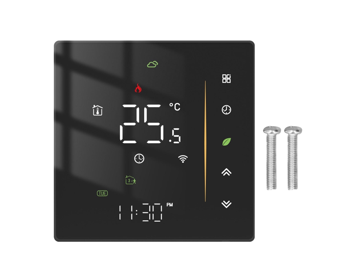 Termostato Inteligente Para Calefacción Por Suelo Radiante 5a Control De Temperatura 95-240v Ca Negro