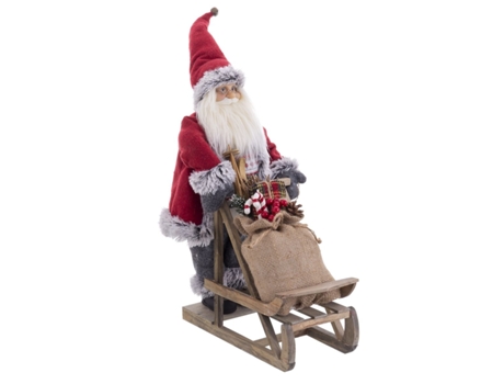 Adorno Navideño Multicolor Madera Plástico Poliresina Tejido Trineo 45 cm