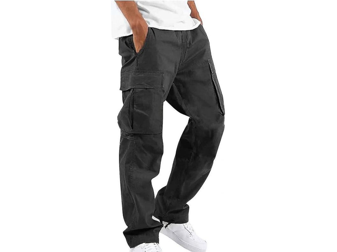 2026-pantalones Hombre Casual Solido Multi Bolsillos Outdoor Deporte Verano Otoño Primavera S Negro
