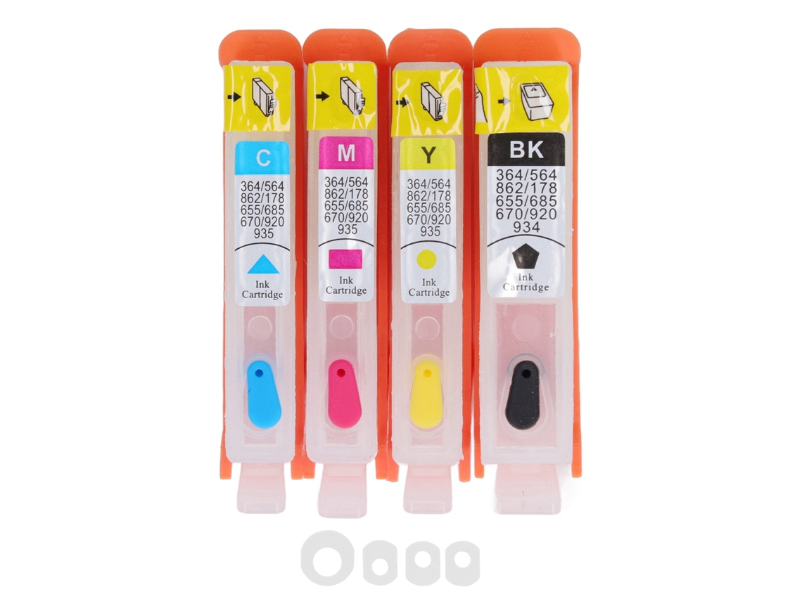 4 Cartuchos De Tinta Negra, Azul, Magenta Y Amarilla Con Chip Permanente Para Hp Officejet 905