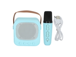 Mini Karaoke Portátil Con Altavoz Bluetooth Y Micrófono Inalámbrico, Ajuste De Graves Y Agudos, Color Azul.