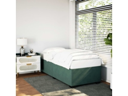 Estructura Cama Sin Colchón Terciopelo Verde Oscuro 100x200 Cm