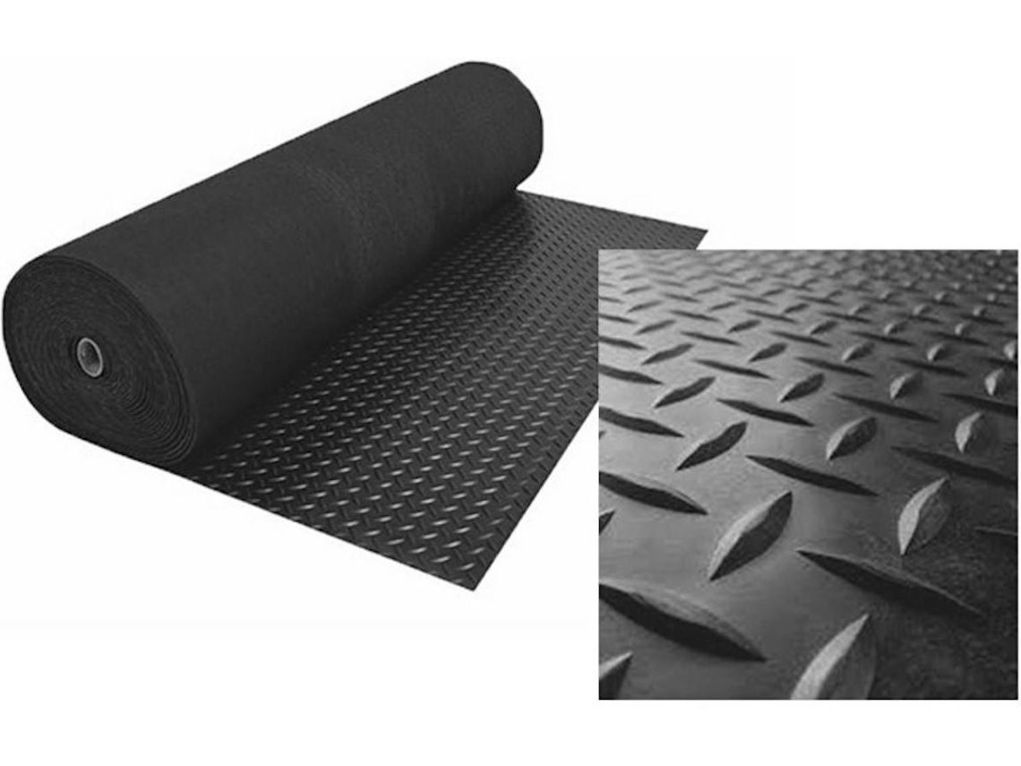 Suelo Goma - Estrias Negro - 1mm - 140x300cm - Composición 100% PVC - Suelo Caucho - Suelo PVC - Suelo Protector