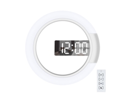 JILLIOPER Reloj de Pared LED Creativo con Control Remoto Reloj Digital con Espejo Hueco y Temperatura
