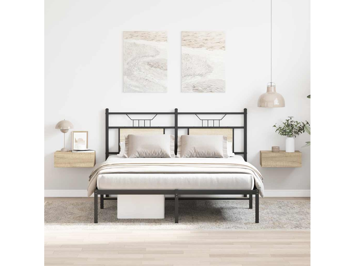 Pack 2 Uds Mesitas De Noche | Armario De Noche | Mesilla De Noche Flotantes Contrachapada Roble 40x30x15cm