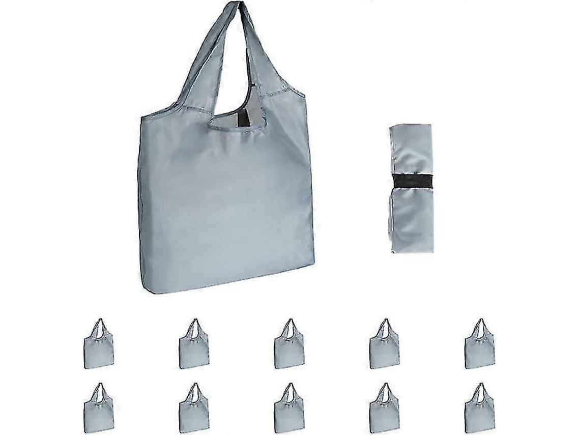 Bolsas de compra reutilizables a granel con asas, bolsa grande plegable para supermercado de 22,7 kg (50 lb), lavables a máquina (gris, paquete de 10 unidades)