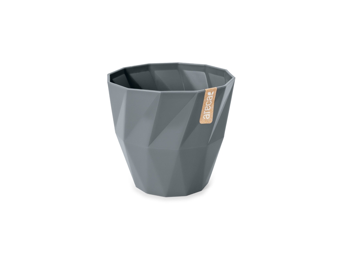 ARECA Quartz - Maceta Redonda Decorativa 95 cm con Textura Gris