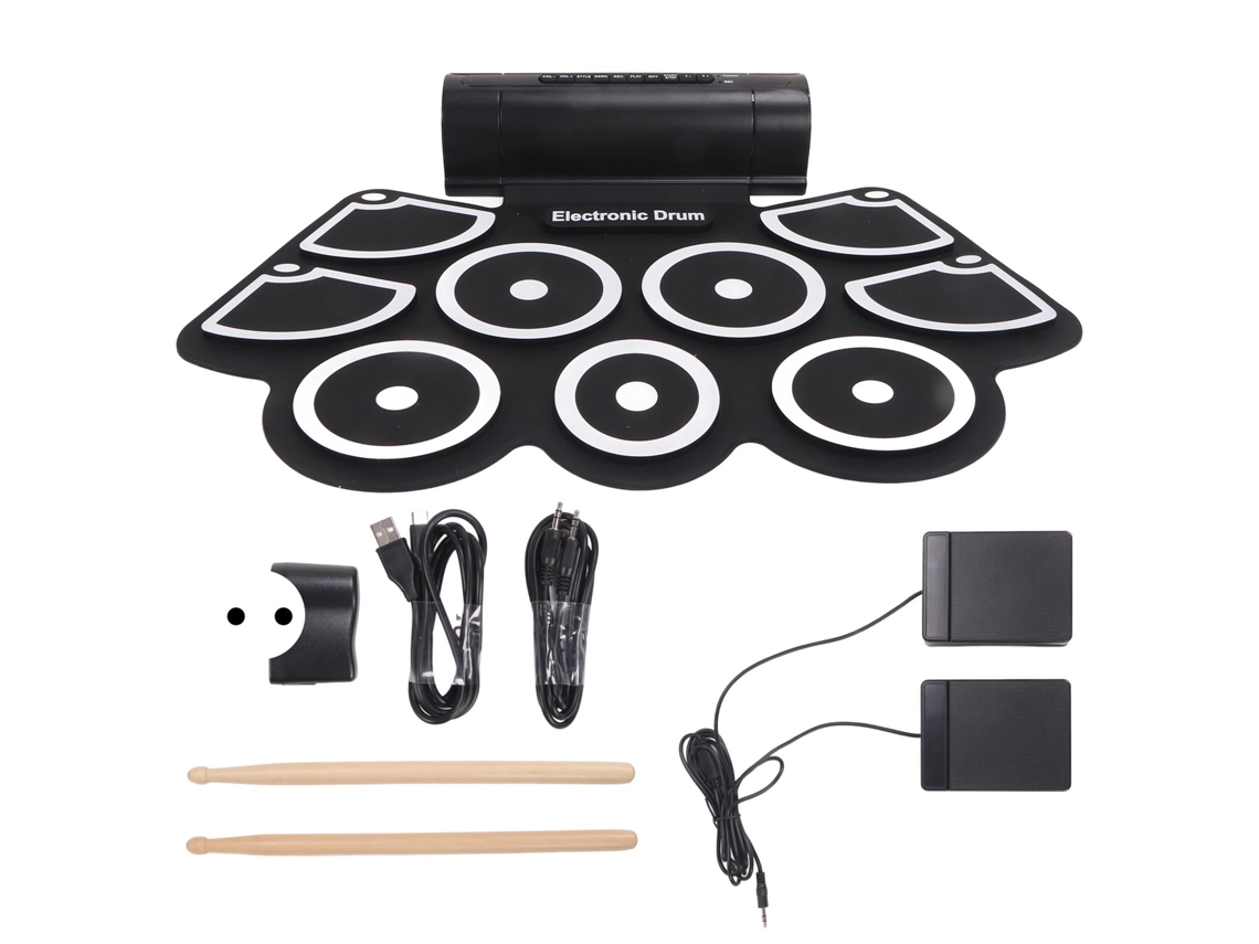 Batería Electrónica Portátil Multifuncional Con Sonido Envolvente Estéreo Y 9 Pads De Práctica De Batería, Enchufe De La Ue De 100 A 240 V