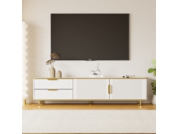 Mueble Tv Bajo Textura Tallada Tiradores Dorados Mármol Salón