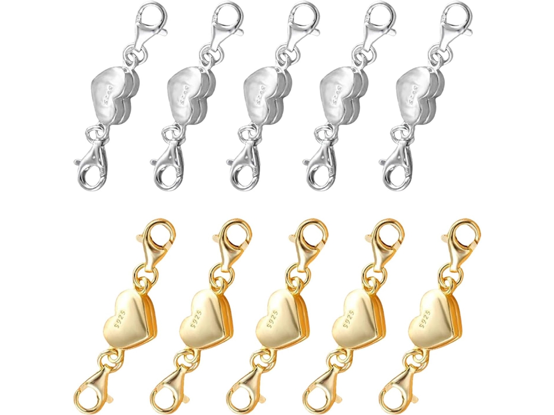 Juego De 10 Cierres Chapados En Oro Y Plata - Accesorio Para Collar