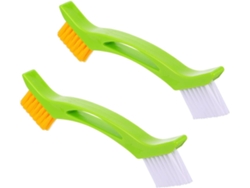 Juego De 2 Cepillos De Limpieza Con Mango Ergonómico De Plástico, Color Verde.