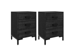 Maison Exclusive - Mesitas De Noche 2 Uds Madera Maciza De Pino Negro 40x30x55 Cm