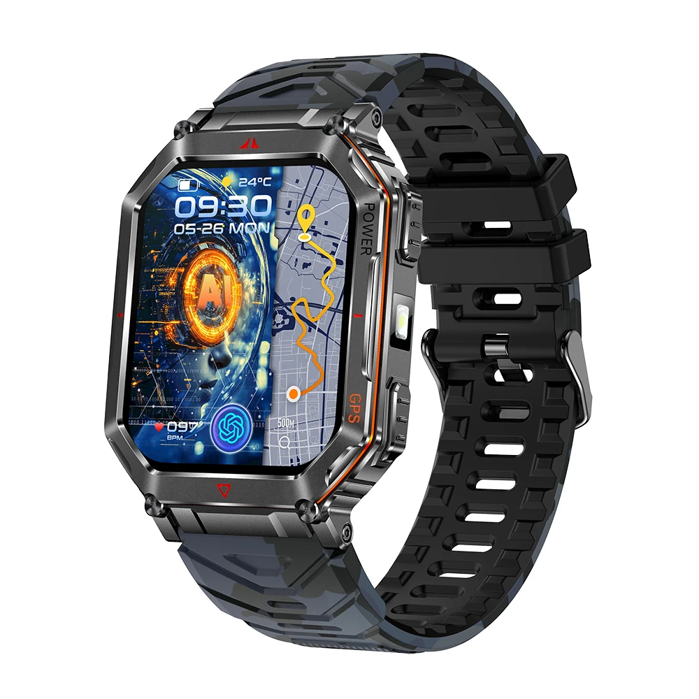 (camuflaje Azul) Reloj Inteligente Gps, Pantalla Hd De 2,01 Pulgadas, Con Brújula