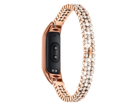 Correa de acero inoxidable pedrería decoración cuentas redondas para Xiaomi Mi Band 7 - oro rosa