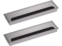 Pack de 2 Pasacables Rectangulares de 80x280mm para Muebles en Aluminio Anodizado Plata