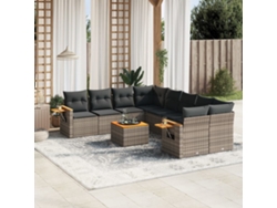 Conjunto de sofá de jardín de 9 piezas con cojines de mimbre gris de DKD Home Decor