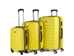 Conjunto de 3 Maletas de Viaje ITACA Extensible Amarillo (35/70/100 L)