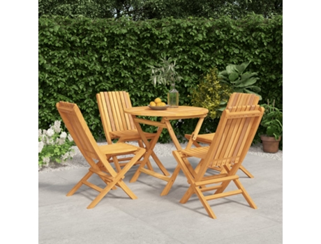 Conjunto 5 de comedor para jardín VIDAXL madera maciza de teca
