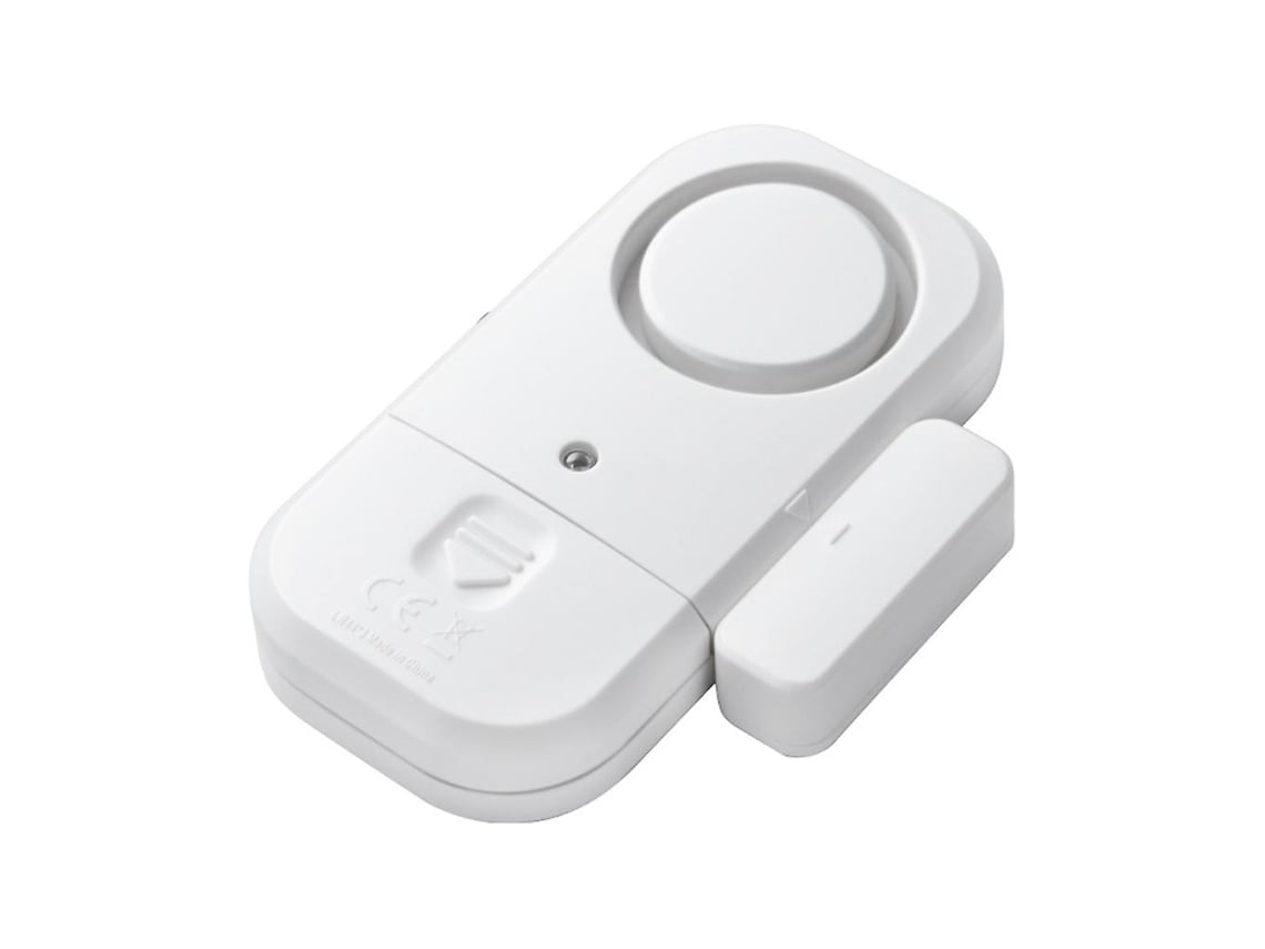 Sensor magnético inalámbrico para puertas, comúnmente utilizado en alarmas antirrobo para puertas y ventanas.