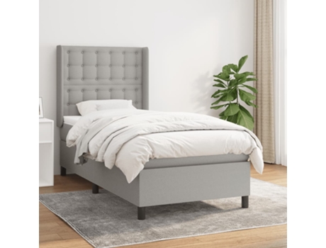 vidaXL Cama con somier y colchón 90x190 cm tela gris claro
