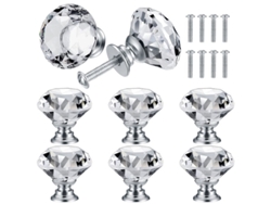 Linjou 8 Manejos De Cristal Para Puertas, Mango De Diamante, Manejos Decorativos De Muebles - 30mm