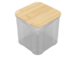 Recipiente Hermético Transparente Para Almacenar Alimentos Con Tapa De Bambú, 900 Ml, Para Granos, Cereales, Café Y Té.