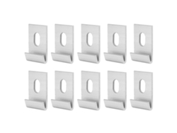 Juego de 10 fijaciones de aluminio para invernaderos con ganchos.