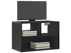 Mueble De Tv Metal Y Madera De Ingeniería Negro 60x31x39,5 Cm