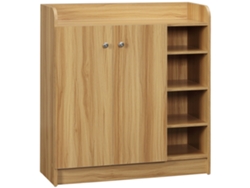 Zapatero De Madera Moderno Y Compacto Para 12 Pares Con 4 Estantes Abiertos, 83x30x90 Cm, Marrón Claro.