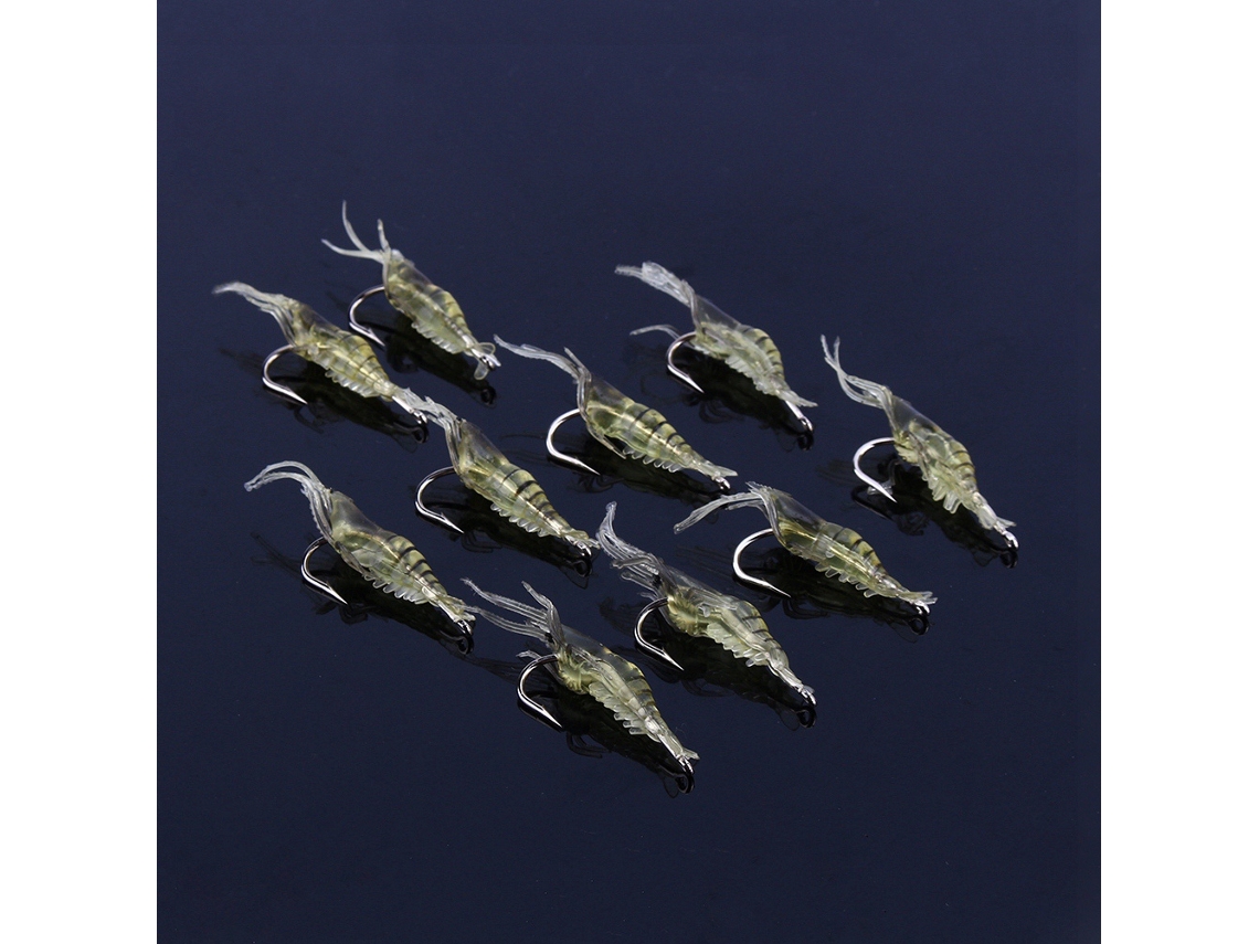 10 Piezas De Señuelo De Camarón Suave Simulado, Anzuelo De Cebo, Equipo De Pesca Para Lubina