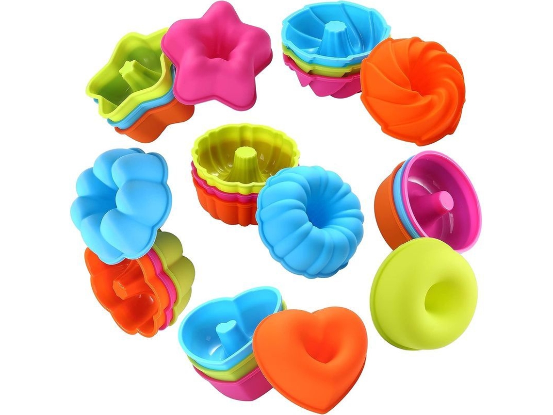 2026da-24 Moldes De Silicona No Adherente, Para Rosquillas Cupcakes Muffins Jalea, Horno Microondas Lavavajillas Seguro