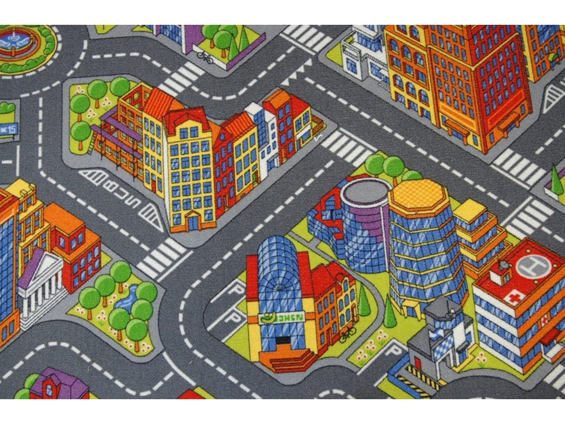 Alfombra Infantil Carreteras Big City Gris (200 x 200 cm)