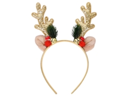 Diadema navideña con astas de reno para mujer, accesorio dorado para el cabello ideal para fiestas y cosplay Aeuzwr