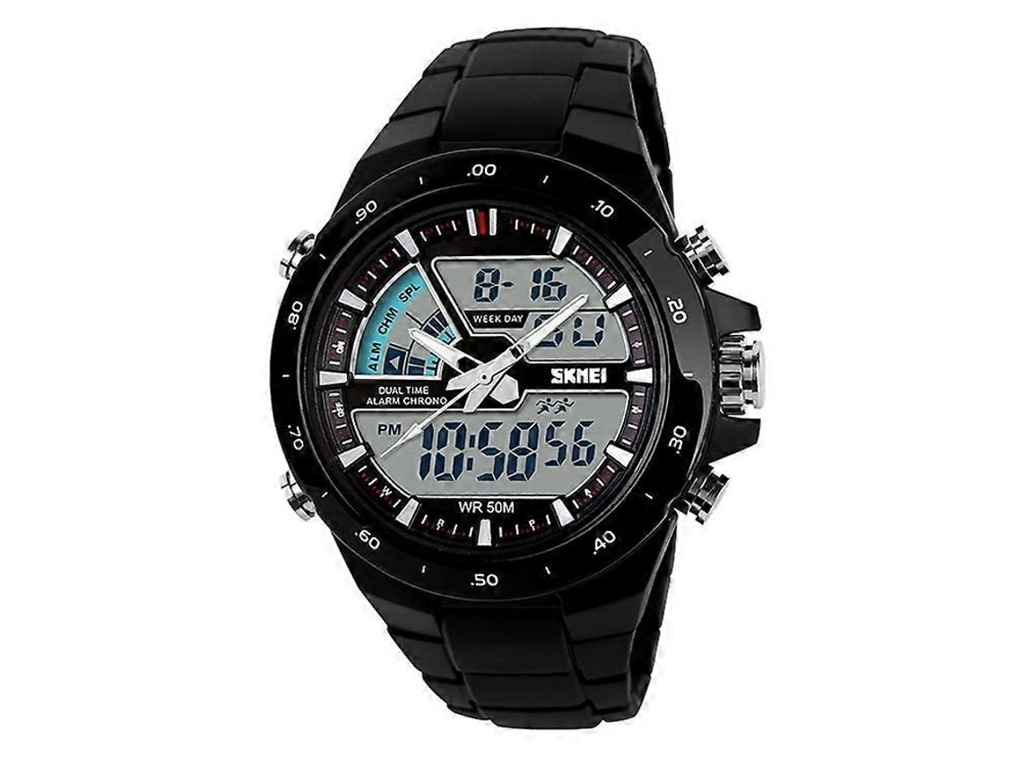 Reloj digital multifuncional Skmei 1016 con doble pantalla para hombre, para deportes al aire libre, noctilucente, resistente al agua, Hengrongshen