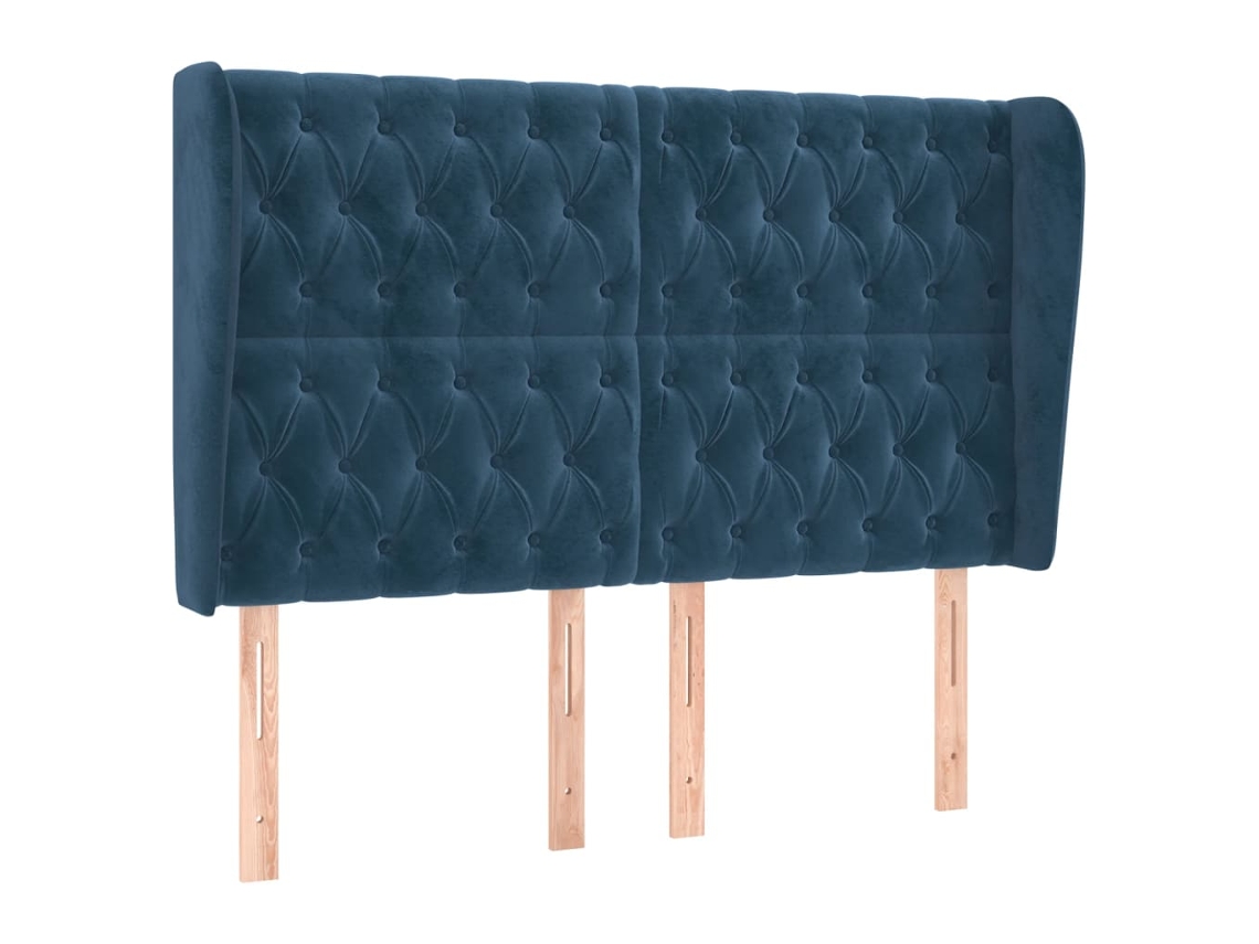 Maison Exclusive - Cabecero Con Orejas De Terciopelo Azul Oscuro 163x23x118/128 Cm