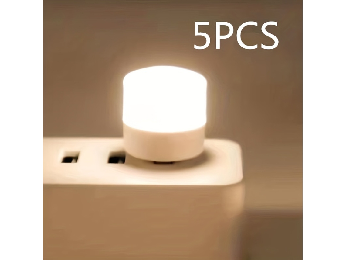 Juego De 5 Mini Luces Nocturnas Portátiles Usb Con Luz Led Suave Que Protege La Vista, Ideales Para Habitaciones De Estudiantes.