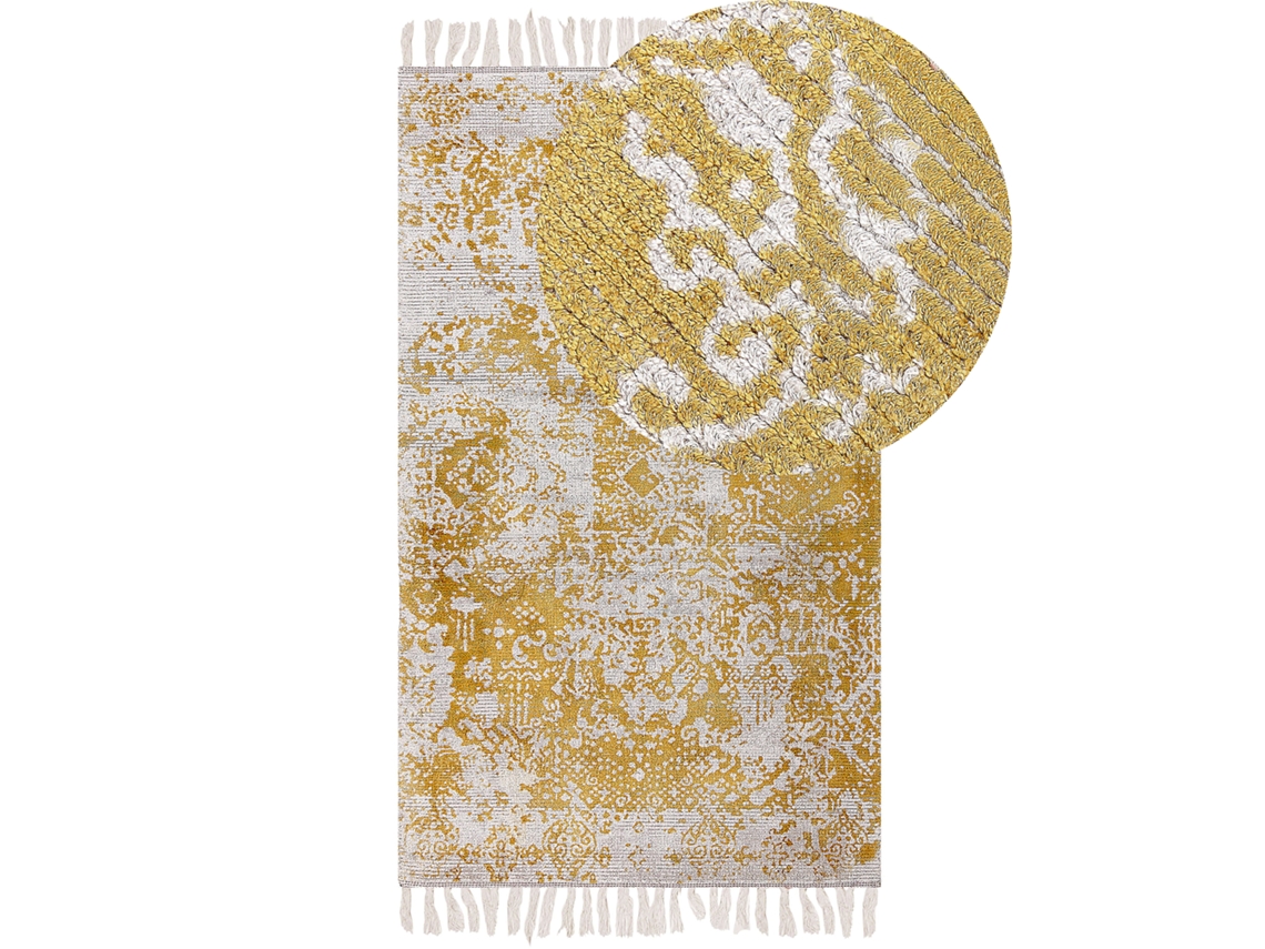Alfombra de patrón oriental BELIANI Boyali de Viscosa Amarillo 80x150
