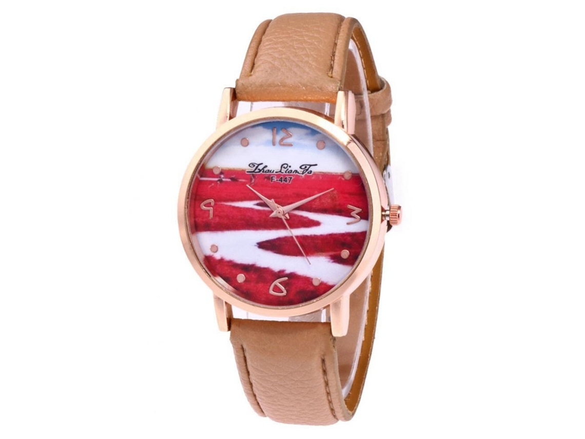 Reloj De Pulsera De Aleación Zhoulianfa F-447 Con Dial Redondo Y Cuarzo (beige)