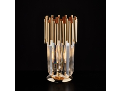 Ravel - Lámpara De Mesa De Hierro Dorado Con Strass 1 Luz Al.30 - Ø16 - Bl268-lt-or