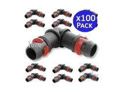 100 X Codo Riego Por Goteo 16Mm Con Anilla de Seguridad. Unión para Tubo de Goteo Diámetro 16 Mm Negro SUINGA