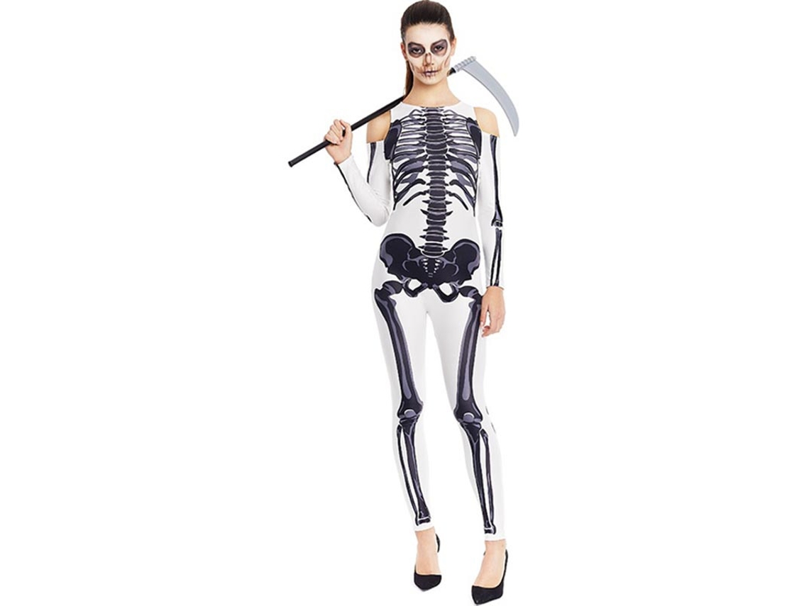 Disfraz de Esqueleto blanco completo para mujer