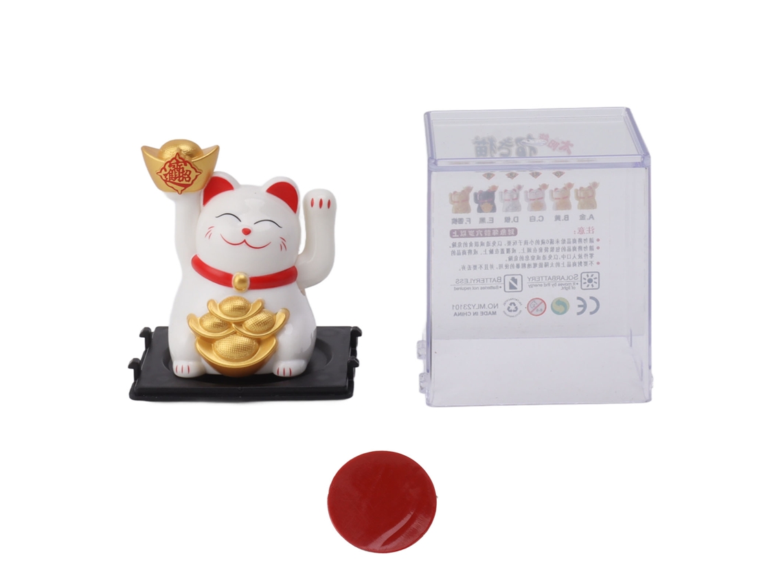 2026 Store-gato De La Suerte Con Brazo Moviéndose Solar Adorno De Bienvenida Para Fortuna Y Riqueza Blanco
